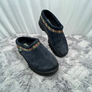 Daniel Green Suede Clogs Mules Floral Trim Comfort‎ Slides Shoes Size 6